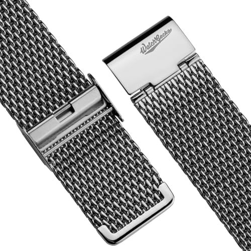 WatchGecko Classic Mesh Watch Strap, Polished or Satin Brushed Finish, 18-22mm. Men's Replacement Stainless Steel Band. Quick Release Spring Bars for Easy Changes (Polished, 20mm) - Image 2