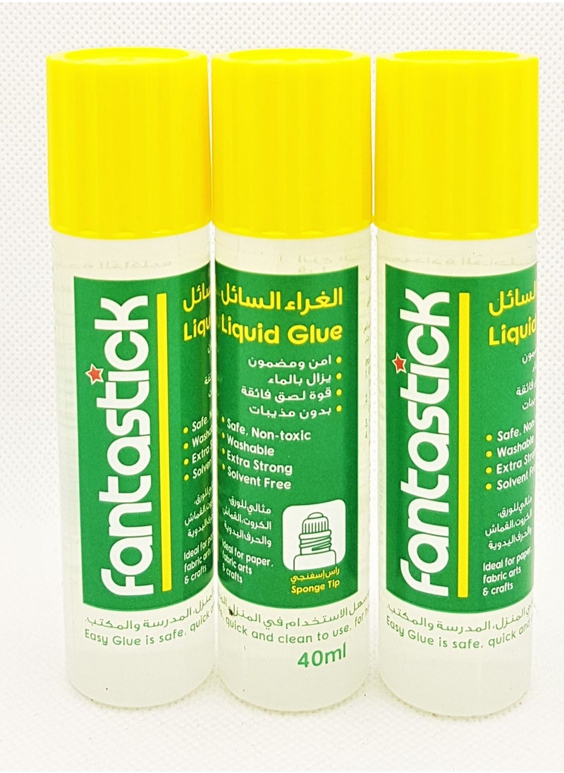 Fantastick 3-Piece Non-Toxic Liquid Glue 40ml  - Image 1