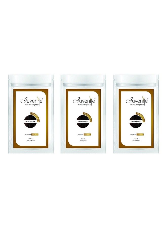 Juvenile Hair Fiber Refill Pack Dark Brown 36 Gram (12 Gram Each) - Image 1