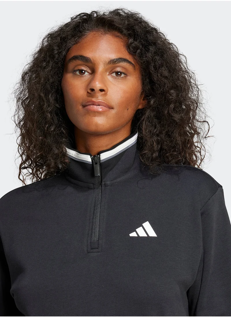 Adidas Essentials Color Pop French Terry Crop Quarter-Zip Track Jacket