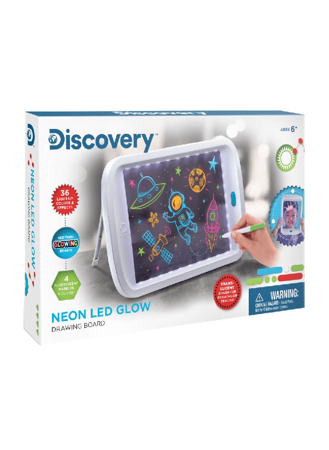Discovery - Kids Neon Glow Drawing Board with LED Lights, Colorful Neon Gel Markers, and Built-in Kickstand Battery Operated Fun for Creative Kids - Image 1