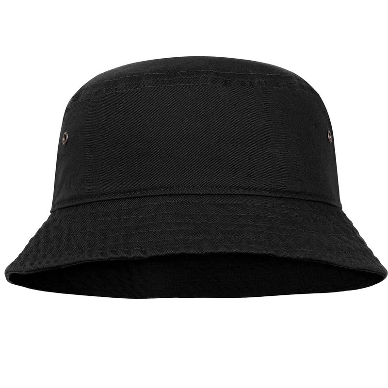 Falari Men Women Unisex Cotton Bucket Hat 100% Cotton Packable for Travel Fishing Hunting Summer Camp (L/XL, Black) - Image 1