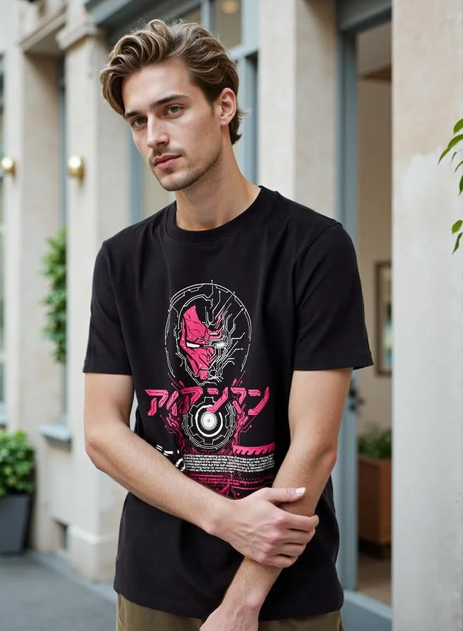 Splash FAV Iron Man Print T-shirt with Crew Neck