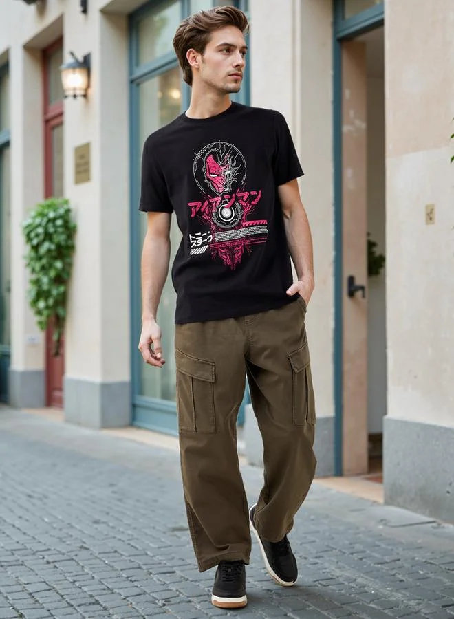 Splash FAV Iron Man Print T-shirt with Crew Neck