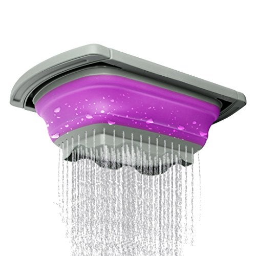Qimh Collapsible Colander, Kitchen Colander Set Over Sink Strainer Veggies/Fruit Colanders Strainers with Extendable Handles, Dishwasher Safe Folding Strainer for Kitchen, 6-Quart, BPA Free - Image 3