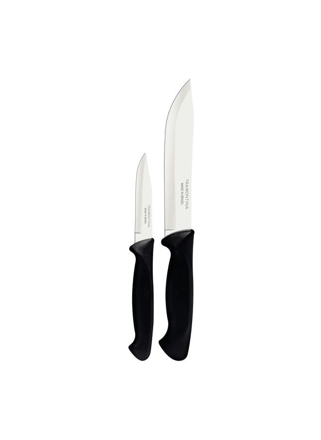 TRAMONTINA Plenus 2 Pieces Knives Set with Stainless Steel Blade and Polypropylene Handle Set  - Image 1