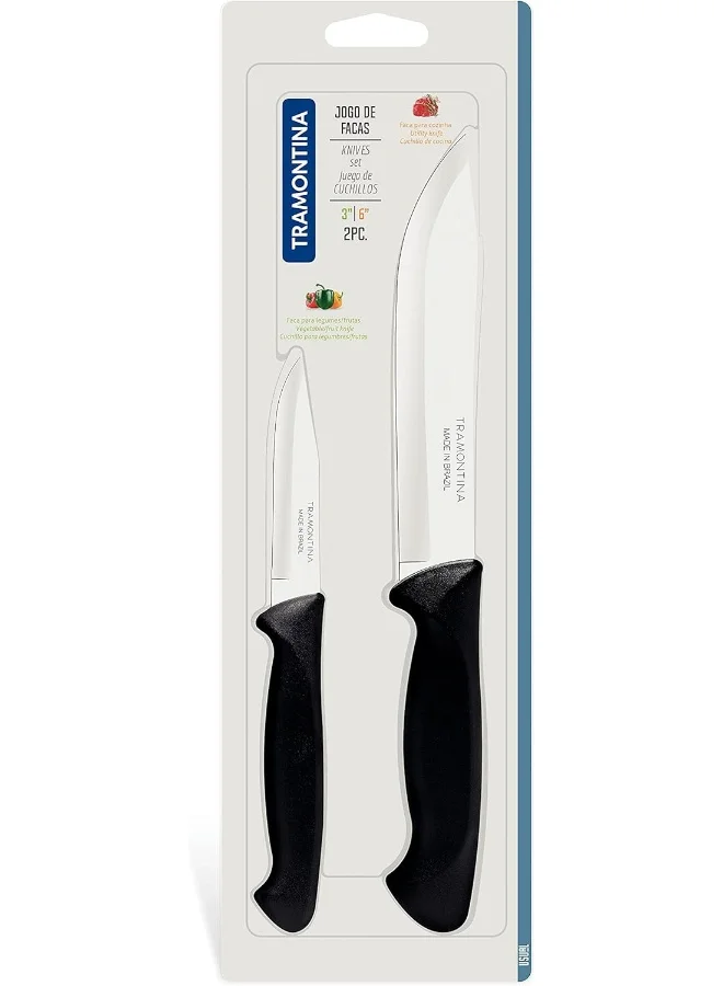 TRAMONTINA Plenus 2 Pieces Knives Set with Stainless Steel Blade and Polypropylene Handle Set