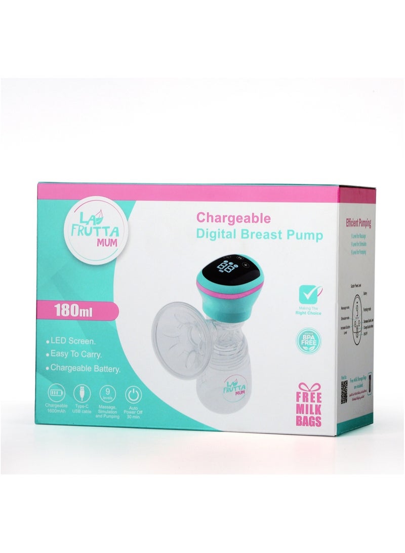 لا فروتا مضخة الثدي الكهربائية La Frutta MUM، زجاجة 180 مل، مضخات الثدي المحمولة المضادة للتدفق العكسي، 3 أوضاع وشاشة عرض LED تعمل باللمس 9 مستويات، قابلة لإعادة الشحن عبر USB، فائقة الهدوء وخالية من الألم، تتضمن أكياس تخزين الحليب المجانية. - Image 4