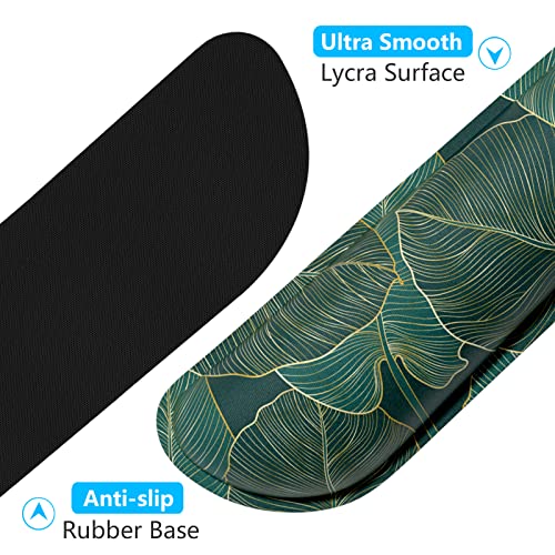Dapesuom Enlarge Keyboard Wrist Rest, Memory Foam Wrist Cushion for Desk Mats Support, Cute Pain Relief Keyboard Mouse Pad Rests Set with Non-Slip Base for Gaming Laptop Office Computer, Green Leaf - Image 4