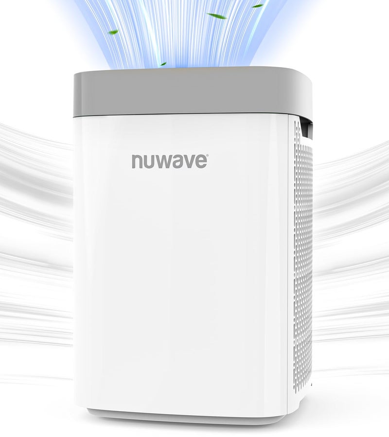 منقي الهواء المحمول Nuwave للغرف الكبيرة حتى 1361 قدم مربع مع مستشعر جودة الهواء PM 2.5 وعامل تصفية H13 True HEPA يزيل 99.97% من شعر الحيوانات الأليفة والروائح والغبار والدخان مع مدخل هواء مزدوج الجوانب