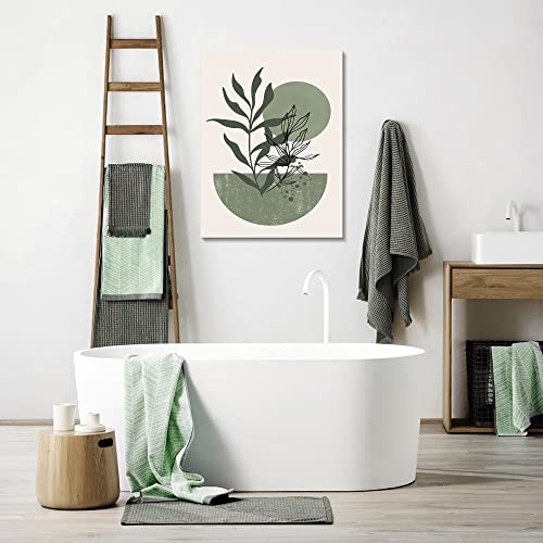 YongArt Sage Green Wall Posters & Prints, Green Boho Wall Art Set of 3, Minimalist Framed Wall Art Geometric Line Leaf Sun Moon Beige Green Canvas Artwork Paintings - Image 5