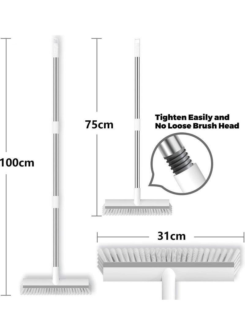 Bukela Long Handle Cleaning Brush, 2 in 1 Floor Scrub Brush Stiff Brush Scrubber with Scraper, Shower Scrubber Kit with 100cm Retractable Handle for Bathroom, Tub and Tile - Image 2