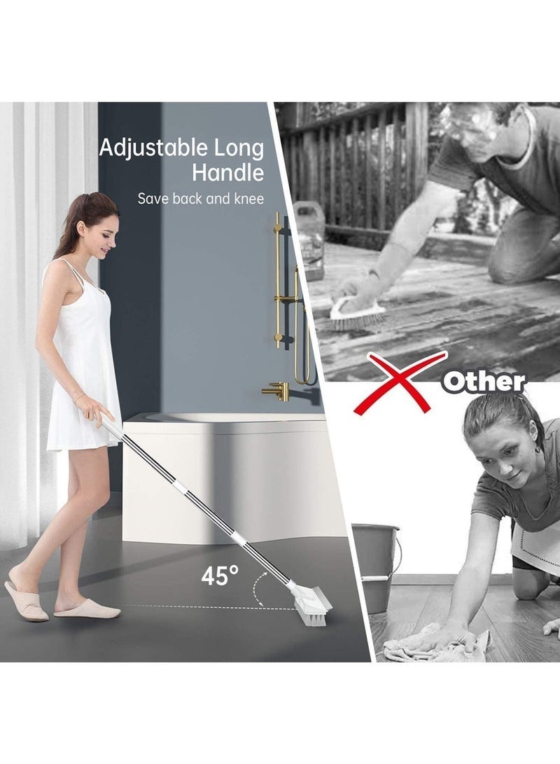 Bukela Long Handle Cleaning Brush, 2 in 1 Floor Scrub Brush Stiff Brush Scrubber with Scraper, Shower Scrubber Kit with 100cm Retractable Handle for Bathroom, Tub and Tile - Image 3