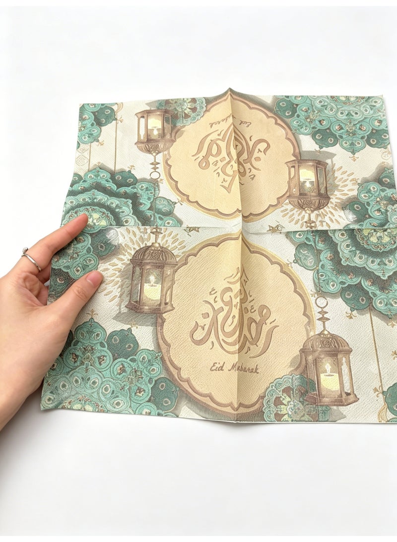 يولولاند 40 منديلًا من نوع ”Arabic Moon Party“ - مناديل ورقية عالية الجودة، مناسبة للحفلات العائلية. (40 منديلًا، 17 × 17 سم) - Image 2