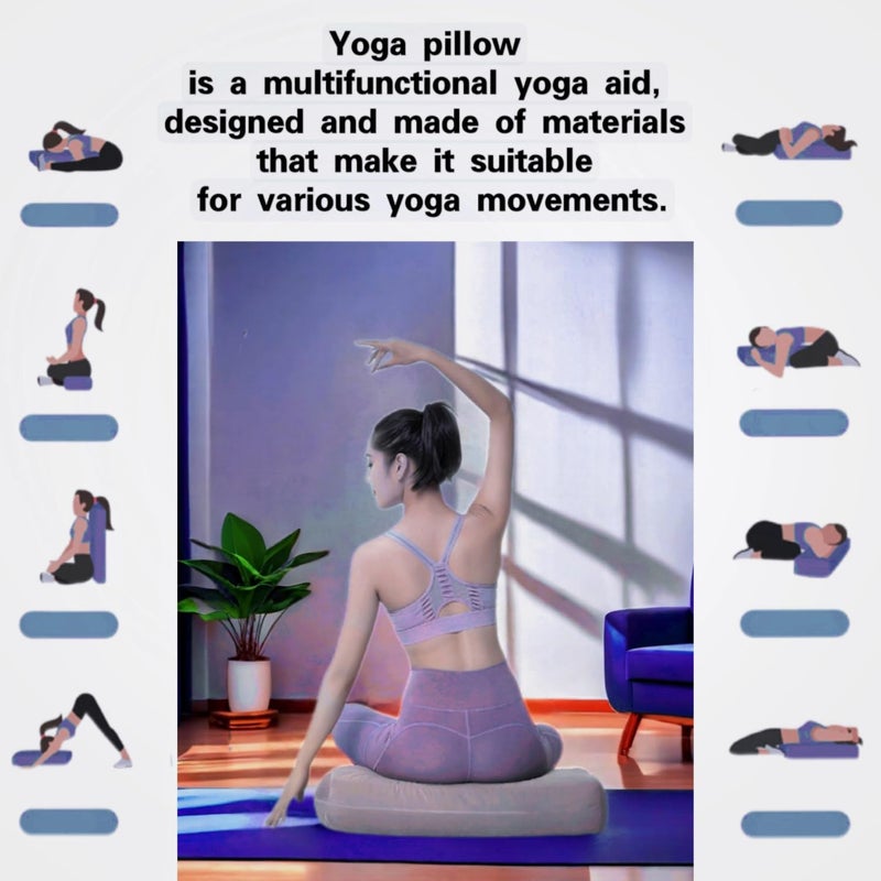 NGT new guide steps Yoga Bolster Pillow for Meditation and Support - Rectangular Yoga Cushion Foam Wedges Washable Suede Pillowcase for Men and Women with Carry Handles(Blue) - Image 3