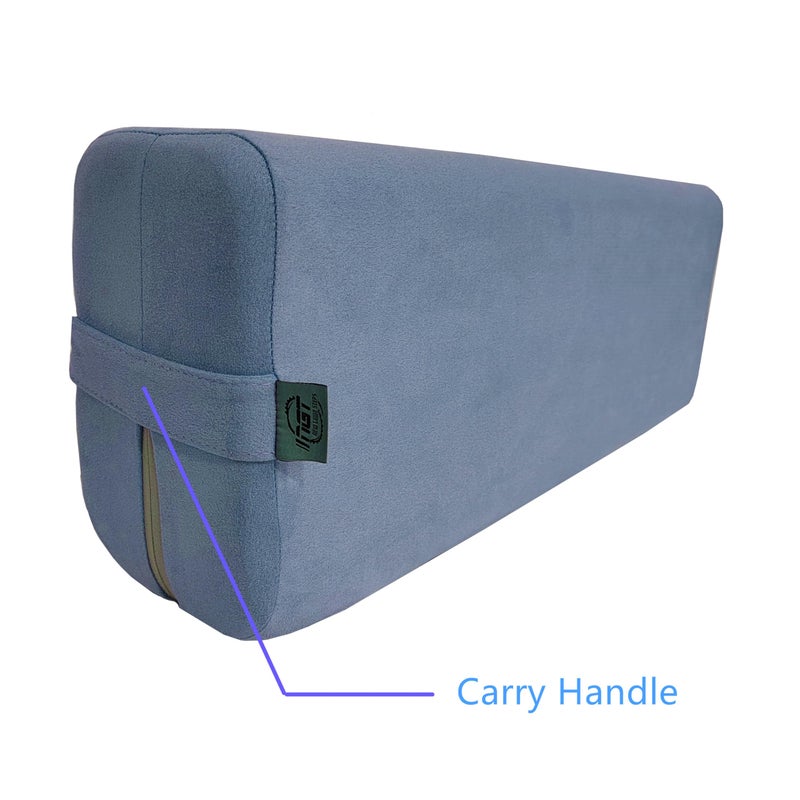 NGT new guide steps Yoga Bolster Pillow for Meditation and Support - Rectangular Yoga Cushion Foam Wedges Washable Suede Pillowcase for Men and Women with Carry Handles(Blue) - Image 4