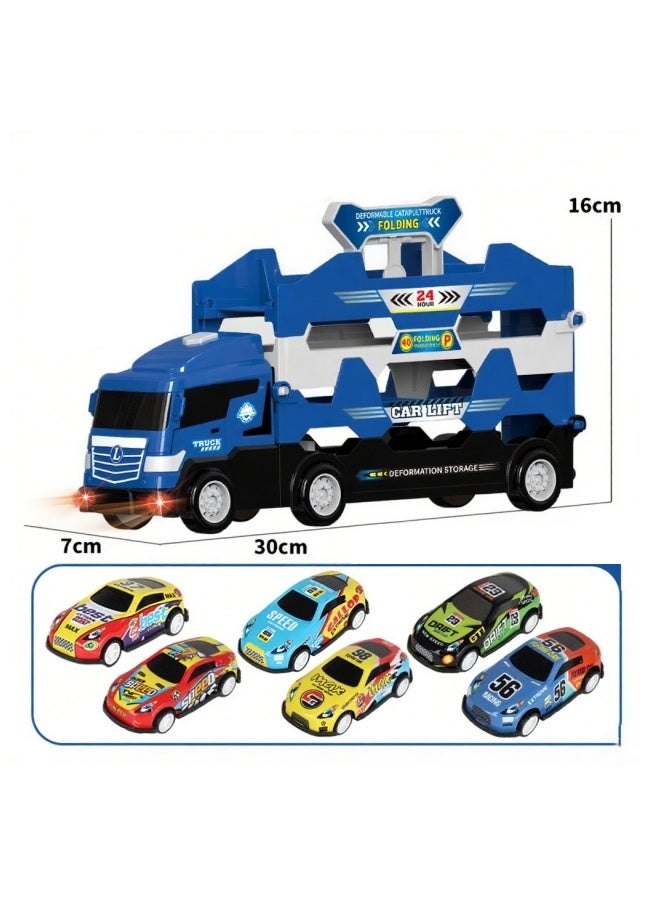 Track Truck Set,Deformation Catapult truck,Track Truck Toy Set For Kids,Truck Toys With Tracks Accessories For Toddlers 3+,Educational Toy For Boys & Girls,Birthday Party Gift,Toys Gifts For 3+ Year Old(Blue)  - Image 2