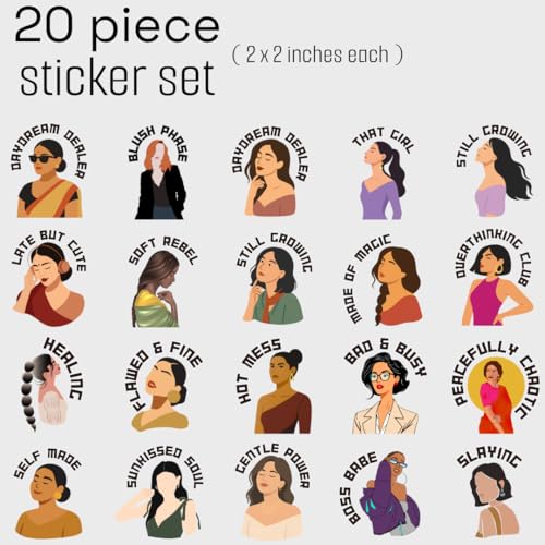Tresneria Moods Collection UV DTF Sticker Set – Pack of 20 Premium Glossy Waterproof Stickers for Girls & Women | Raised Embossed Finish | | Phone, Laptop, Bottle, Journal Decor - Image 2