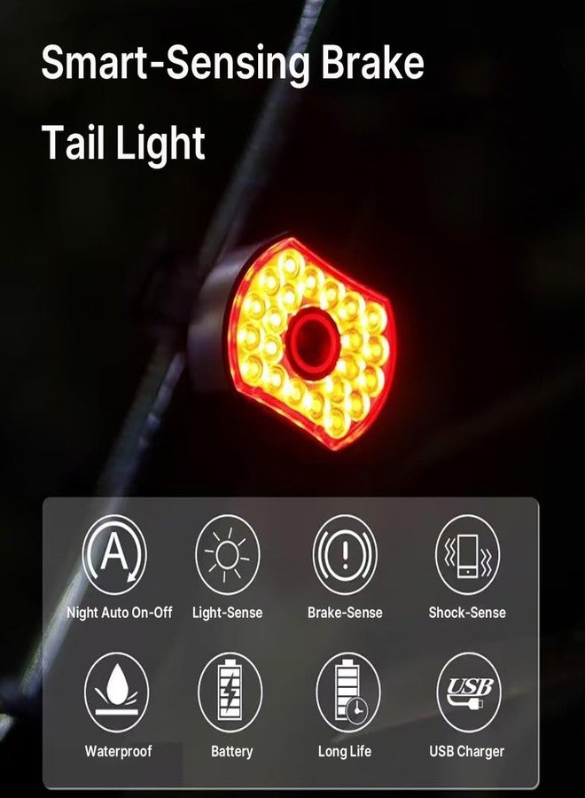 SQUALO 30 Lumens USB Rechargeable Bike Taillight, Smart Brake Sensor Bike Rear Light with 7 Light Modes 100m Viewable Range 360° Visibility IPX6 Waterproof for Cycling Safety - Image 3