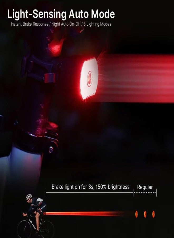 SQUALO 30 Lumens USB Rechargeable Bike Taillight, Smart Brake Sensor Bike Rear Light with 7 Light Modes 100m Viewable Range 360° Visibility IPX6 Waterproof for Cycling Safety - Image 2