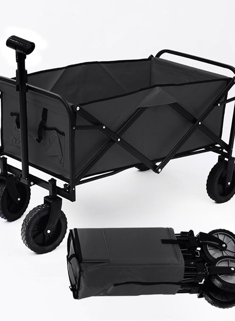 ADAK Collapsible Folding Wagon- Heavy Duty Utility Cart with 360° Rotating 4'' Wheels,150KG Load Capacity, Foldable Design for Camping, Beach, Garden, and Shopping- Durable Alloy, PVC,and Iron - Image 1