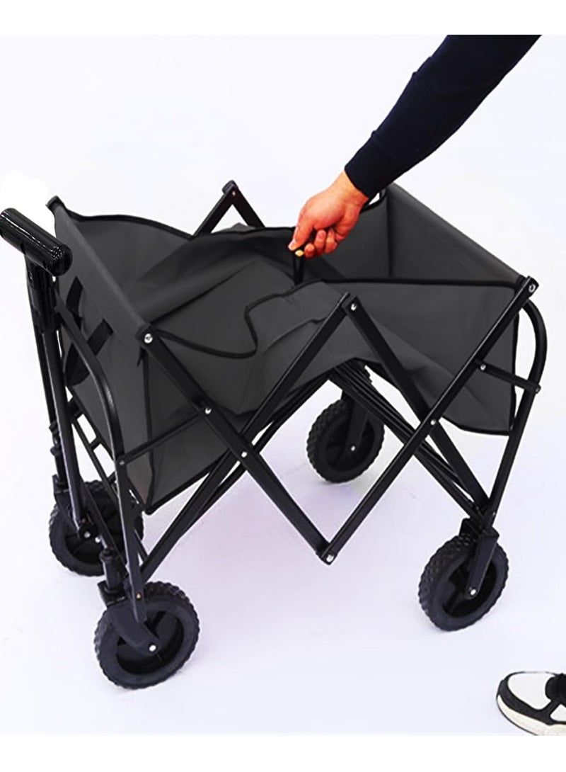 ADAK Collapsible Folding Wagon- Heavy Duty Utility Cart with 360° Rotating 4'' Wheels,150KG Load Capacity, Foldable Design for Camping, Beach, Garden, and Shopping- Durable Alloy, PVC,and Iron - Image 2