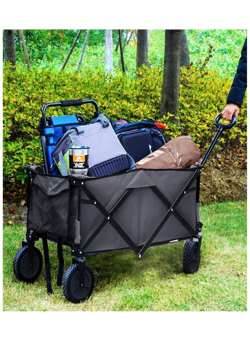 ADAK Collapsible Folding Wagon- Heavy Duty Utility Cart with 360° Rotating 4'' Wheels,150KG Load Capacity, Foldable Design for Camping, Beach, Garden, and Shopping- Durable Alloy, PVC,and Iron - Image 4