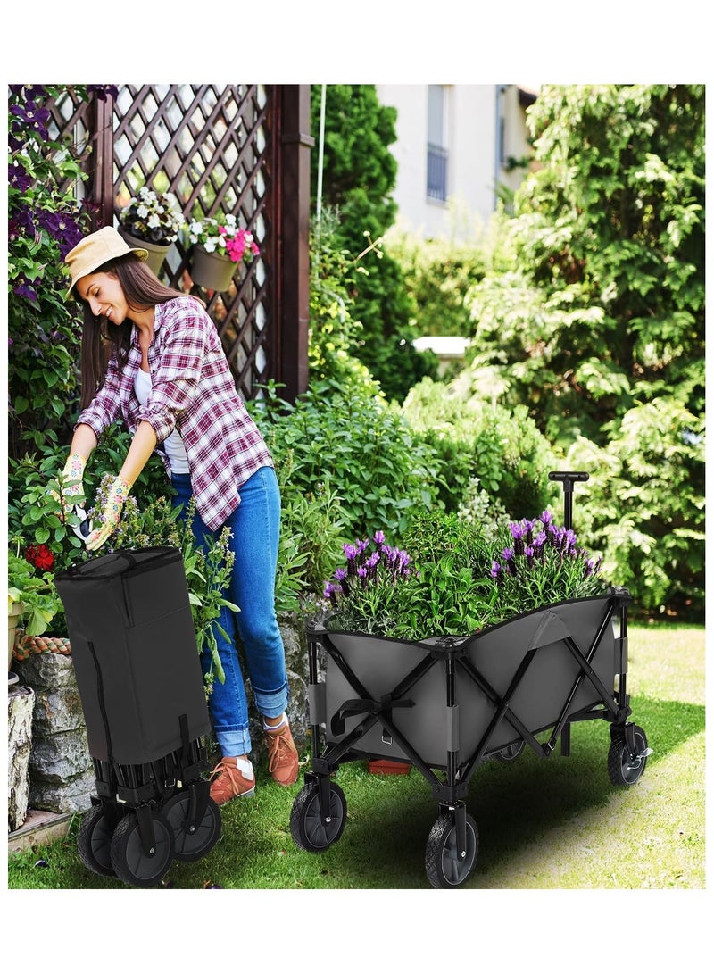 ADAK Collapsible Folding Wagon- Heavy Duty Utility Cart with 360° Rotating 4'' Wheels,150KG Load Capacity, Foldable Design for Camping, Beach, Garden, and Shopping- Durable Alloy, PVC,and Iron - Image 5