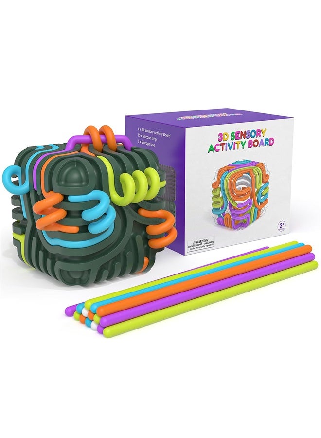 Halamodo 3D Sensory Activity Board for Kids – Silicone Fidget Toy Cube | Sensory Toys for Toddlers, Autism, ADHD, Anxiety | STEM Travel Toy for Boys and Girls Ages 3+ - Image 1