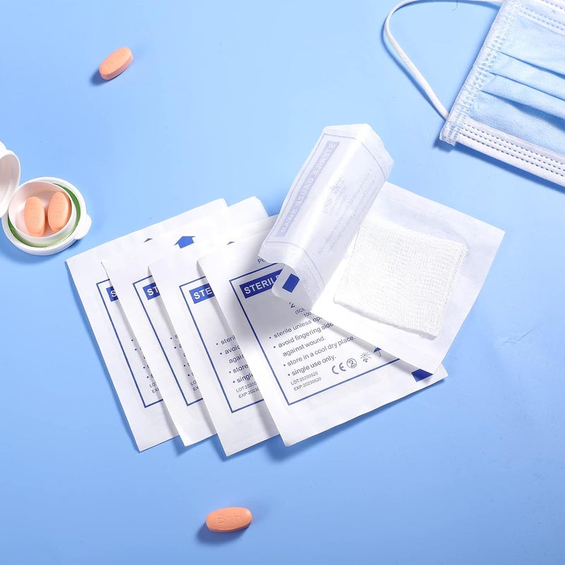 Artibetter 30pcs 5x5 Disposable Gauze Swabs Bleeding Stop Sterile Gauzes Absorbent Cotton Gauzes Pads Individual Package Wound Care Dressing Supplies - Image 2