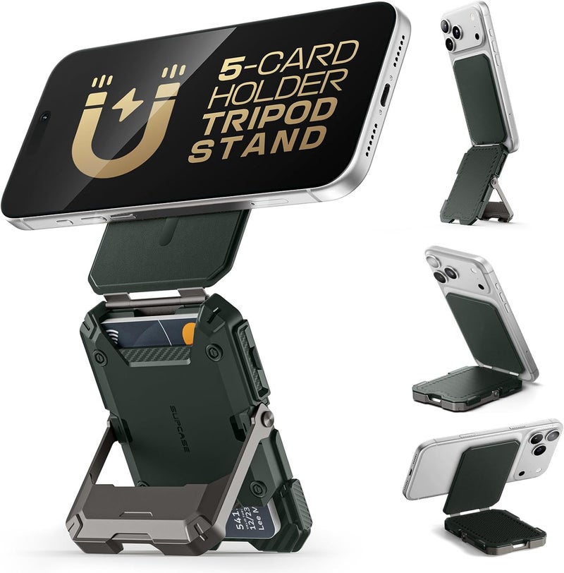 SupCase for MagSafe Wallet with Stand, Magnetic Wallet for Men, [Hold 5 Cards] [Adjustable Stand] [RFID Blocking] Phone Stand Credit Card Holder Tripod for iPhone 17/16/15/14/13/12 Series, Guldan - Image 1