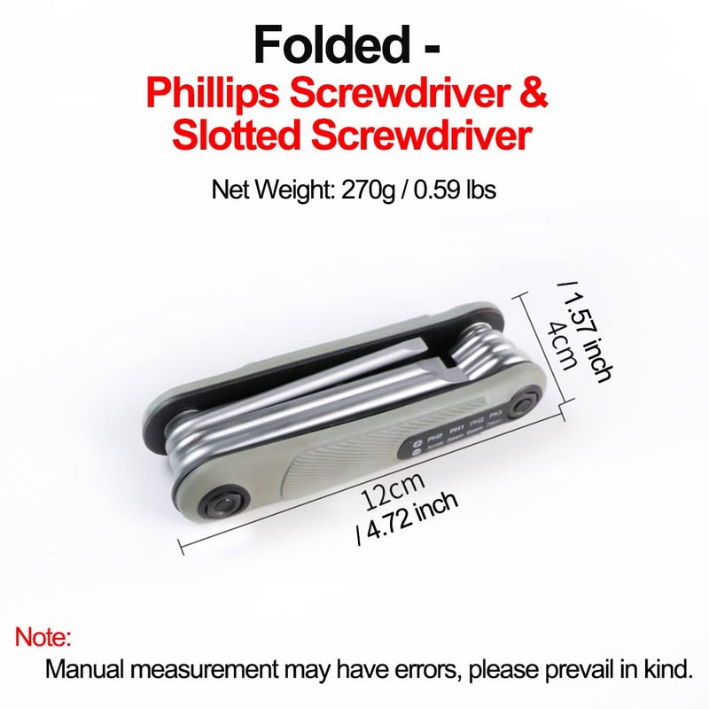 GDFYMI Folding Screwdriver Set, 8 in 1 Multitool, Universal Slotted Phillips Screwdriver, PH0-PH3, 3.0-7.0 (1 Pack 8Pcs) - Image 2