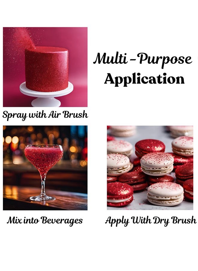 أكل مسحوق بلسان، 1.5 غرام مسحوق الخبز الزخرف كعكة الطبقة الغذائية مسحوق المعدن فلاش الأغذية مسحوق التلوين الخبز، حلوى، العلكة، الشوكولاته، الحلوى، المشروبات، الكوكيز - الأحمر - Image 2