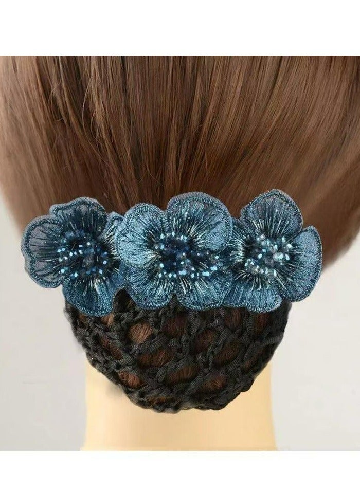 Generic Elegant Beaded Flower Hair Net Vintage Ball Head Plate Hair Net Stewardess Bank Clerk Hair Accessories 
