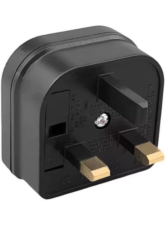 EU to UK/UAE Power Plug Converter, Black - Image 2