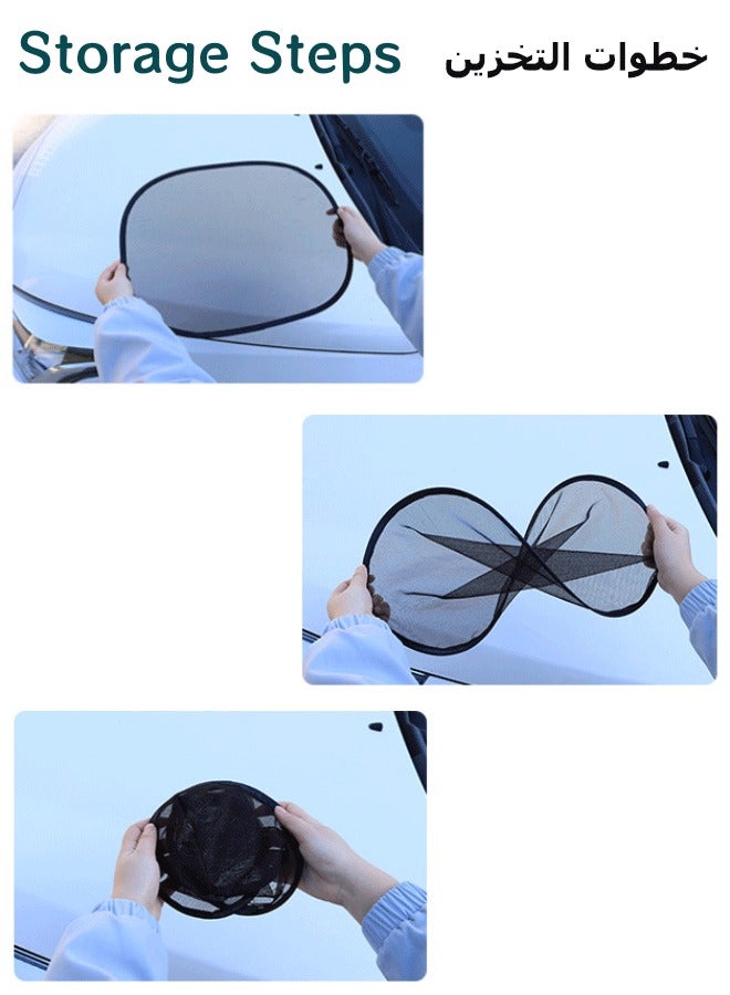 2 عبوة ظلال نافذة السيارة,  مظلة واقية من أشعة الشمس عالمية مانعة للشمس ملتصقة بالنافذة الجانبية للسيارة مظلة واقية من الشمس غطاء نافذة السيارة الجانبية واقي من الشمس للسيارات مع حماية من الأشعة فوق البنفسجية لتقليل الضرر من أشعة الشمس الساطعة المباشرة والحرارة - Image 5