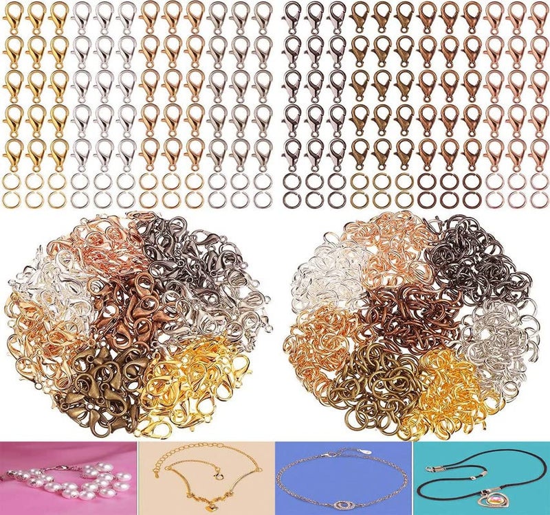 DIY Crafts DIY Crafts 100 Grm, Unsorted Colour, Lobster Clasps and Rest Open Jump Rings Set Lobster Claw Clasps for Jewelry Making and Bracelets ((100 Grm, Unsorted Colour)  - Image 1