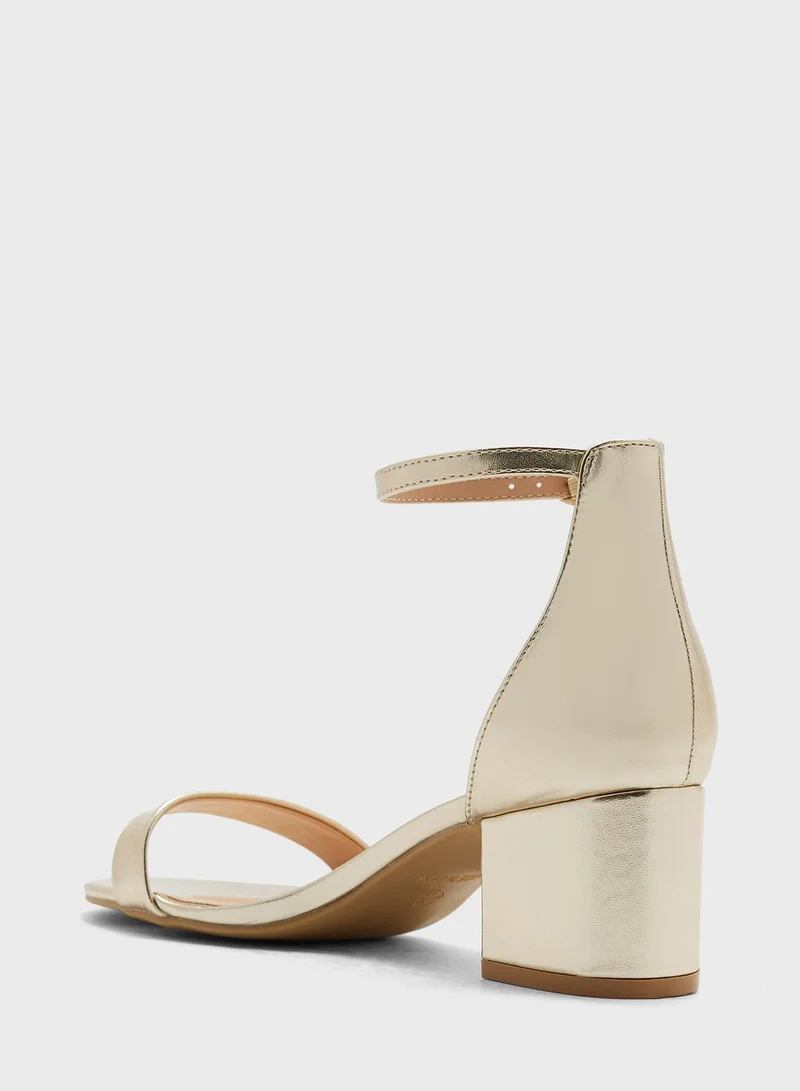 Truffle Low Block Heel Ankle Strap Sandal