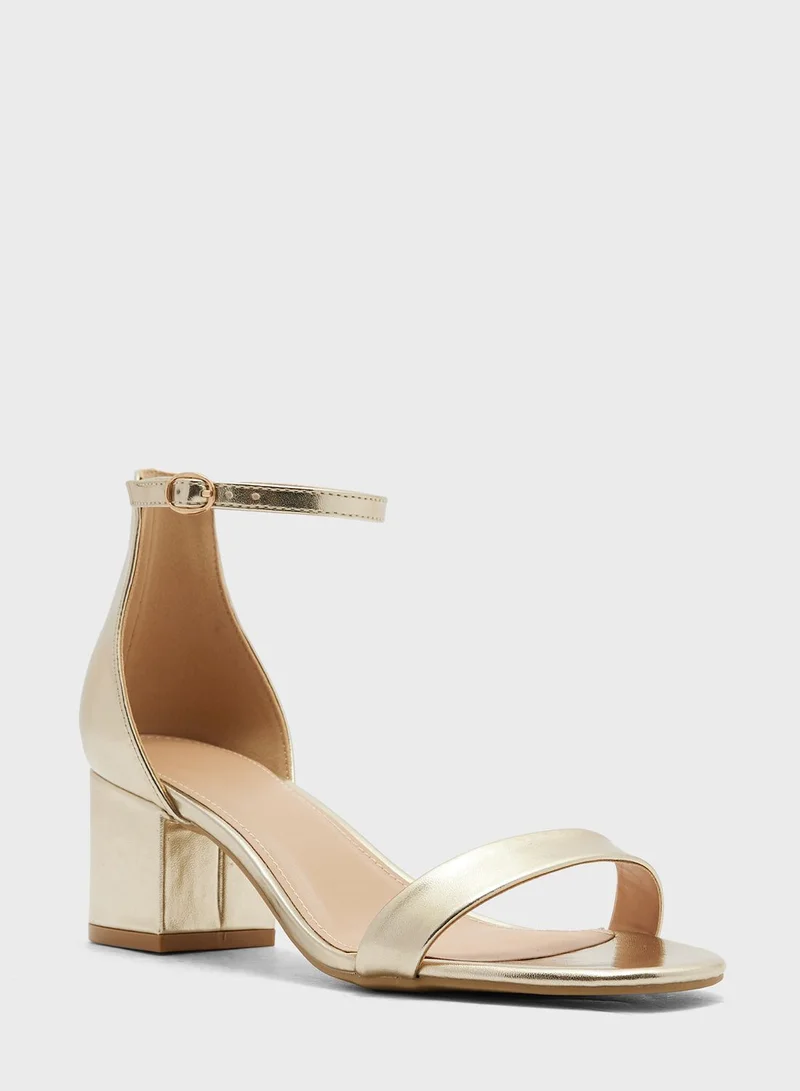 Truffle Low Block Heel Ankle Strap Sandal
