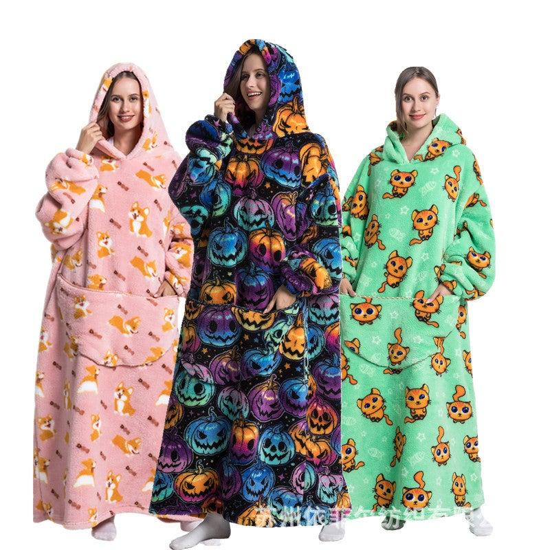 Flannel TV Blanket Hoodie Sweater – Extra Large Warm Oversized Lazy Hooded Sweatshirt for Men and Women, Cozy Home Wear - Image 3