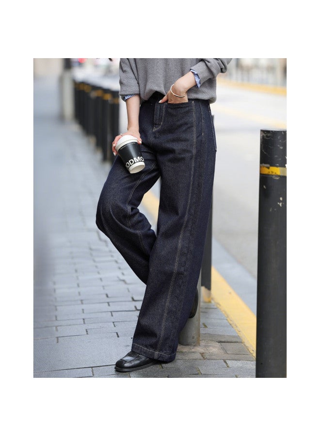 Mt Denim Soft Power Autumn Simple Comfortable Cloud Cotton High-waist Straight-leg Loose Slimming Women's Jeans - Image 2