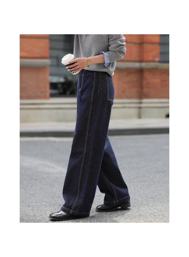 Mt Denim Soft Power Autumn Simple Comfortable Cloud Cotton High-waist Straight-leg Loose Slimming Women's Jeans - Image 3