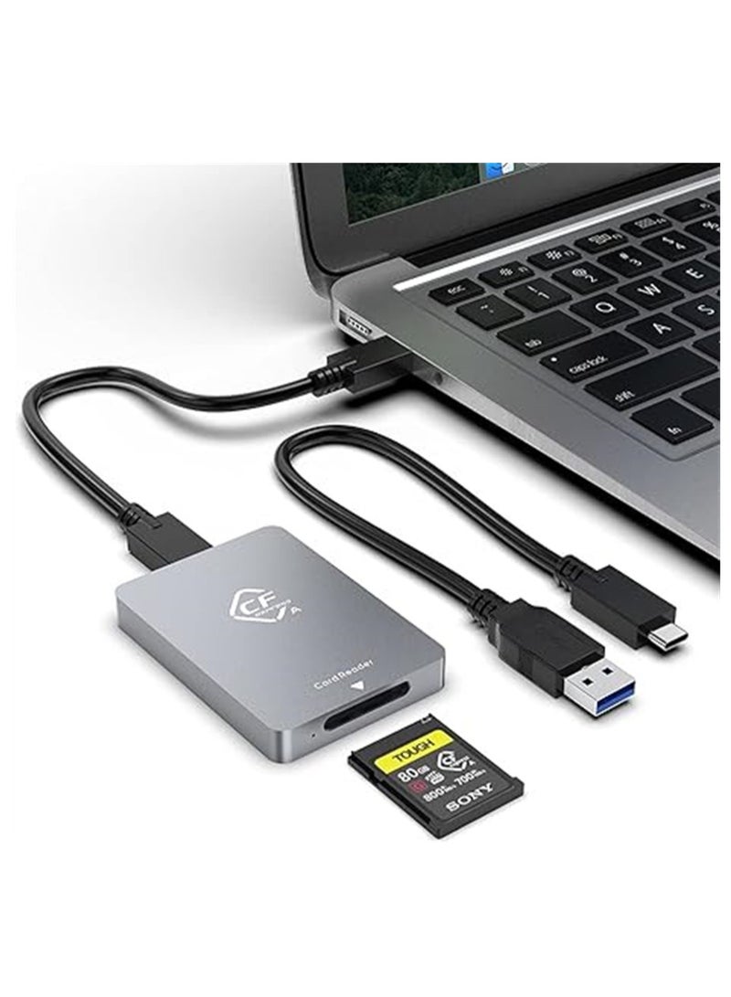 CF Express Card Reader Type A, CF Express Card Reader USB 3.2 Gen2 10Gbps Memory Card Adapter with USB C to USB C, USB A Cable for Windows, Mac OS, Linux, Android