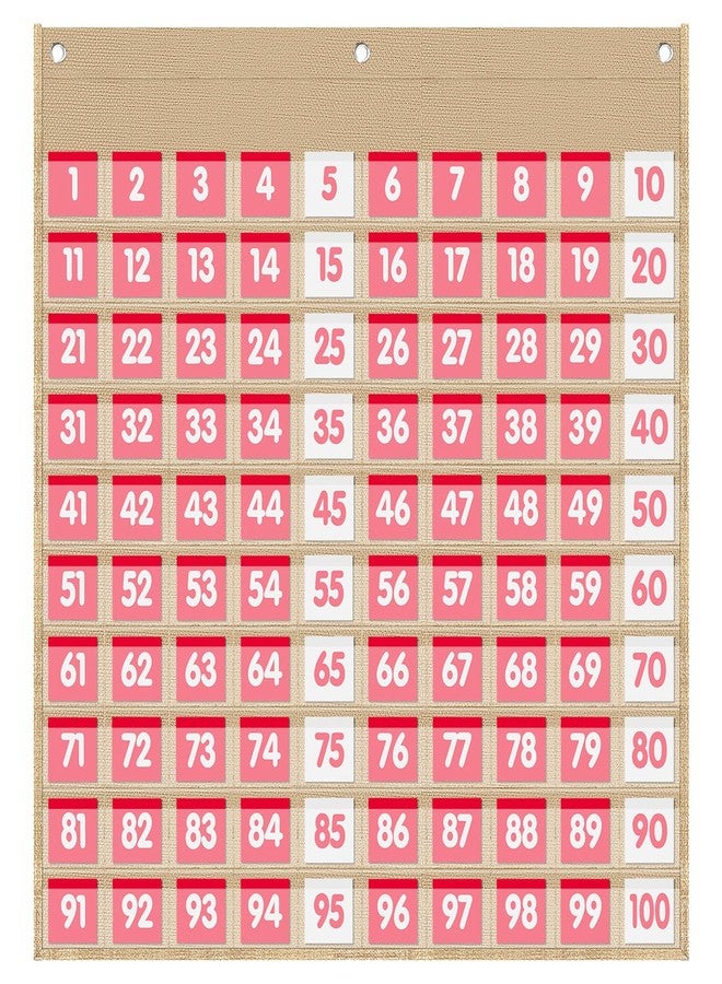 Grekos Hundreds Pocket Chart with 100 Cardsr, Board Double-Sided Number Chart, Number 1-100 Board Pocket Chart for Kids Classroom Home Counting and Organizer - Image 1