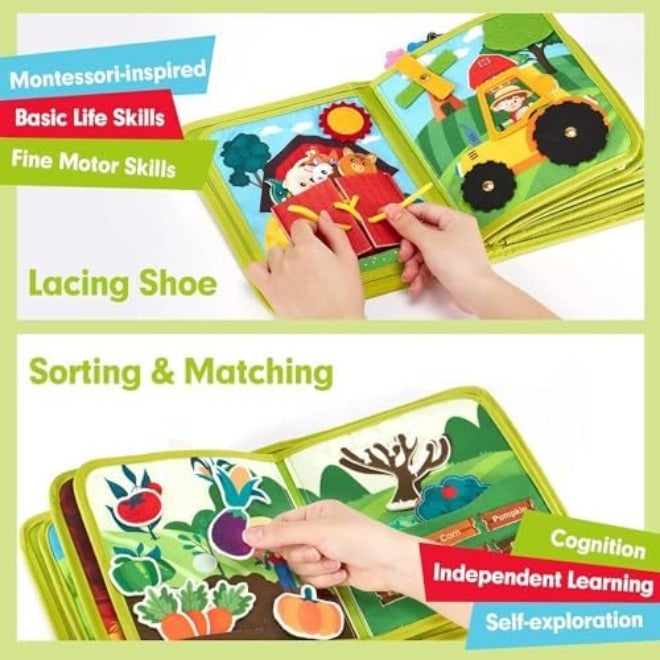 AM ANNA Montessori Busy Book for Toddlers,Quiet Activity Book with Life Skills,Cognition,Sorting,Matching,Kids DIY Felt Quiet Book,Pretend Play Dress UP Game Early Learning Educational Travel  Toys - Image 4