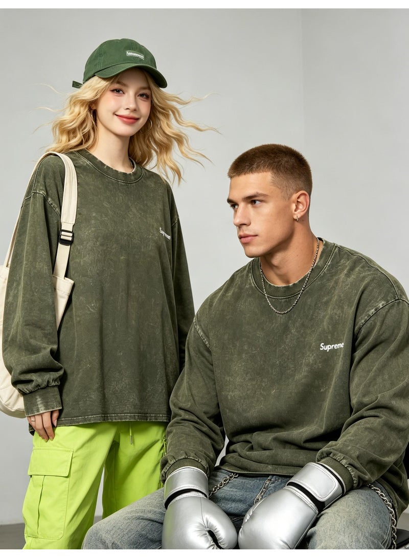 SUPREME men's and women's round neck loose long sleeve T-shirt - Image 1