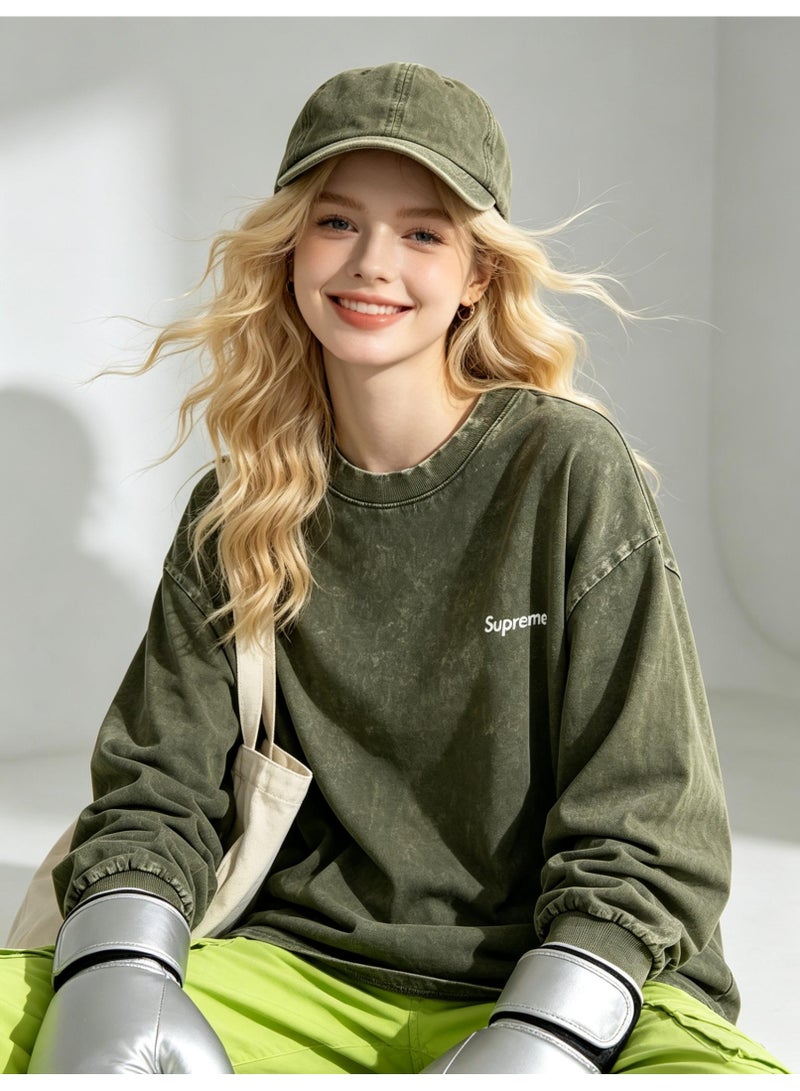 SUPREME men's and women's round neck loose long sleeve T-shirt - Image 5