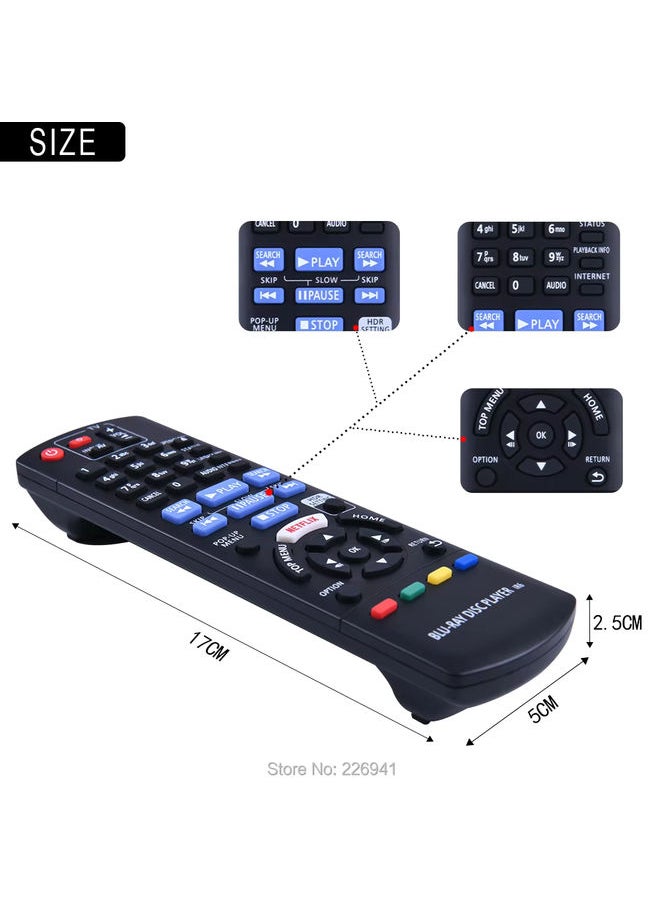 OMETTER - N2QAYB001147 Replaced Remote fit for Panasonic Blu-ray Disc Player DMP-UB300 UB310 UB314 UB390 UB400 UB404 UB820 UB824 DP-UB420 - Image 1