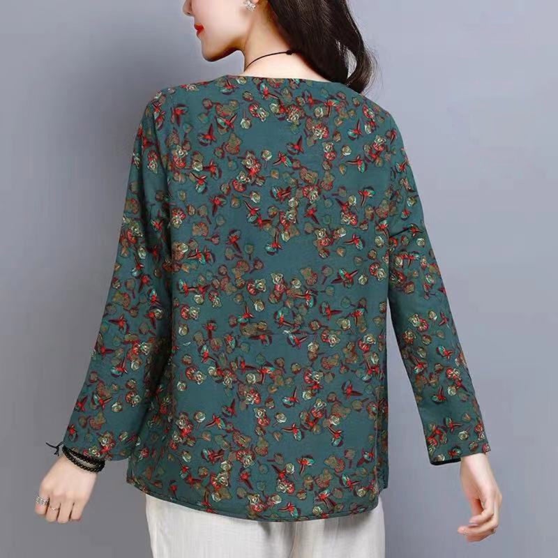 Floral Round Neck Long-Sleeved T-Shirt For Women 2020 Autumn New Korean Style Casual Loose Top Women'S T-Shirt Base - Image 4