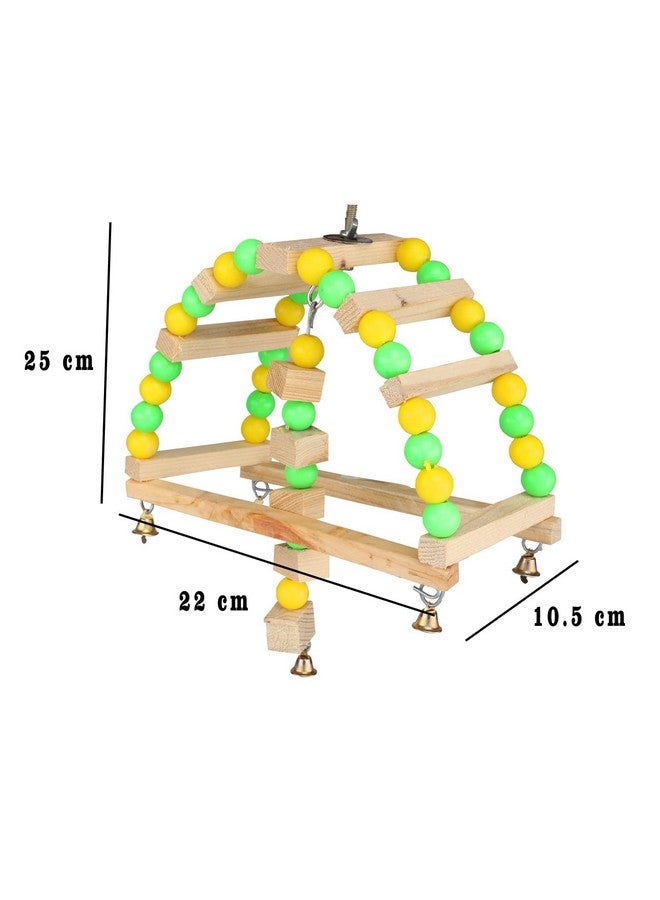 Generic Bird Swing Half Round Hammock With Hanging Wooden Toys | Perch Ring Cage Accessories | Suitable For All Types Of Birds (Multicolor)  - Image 2